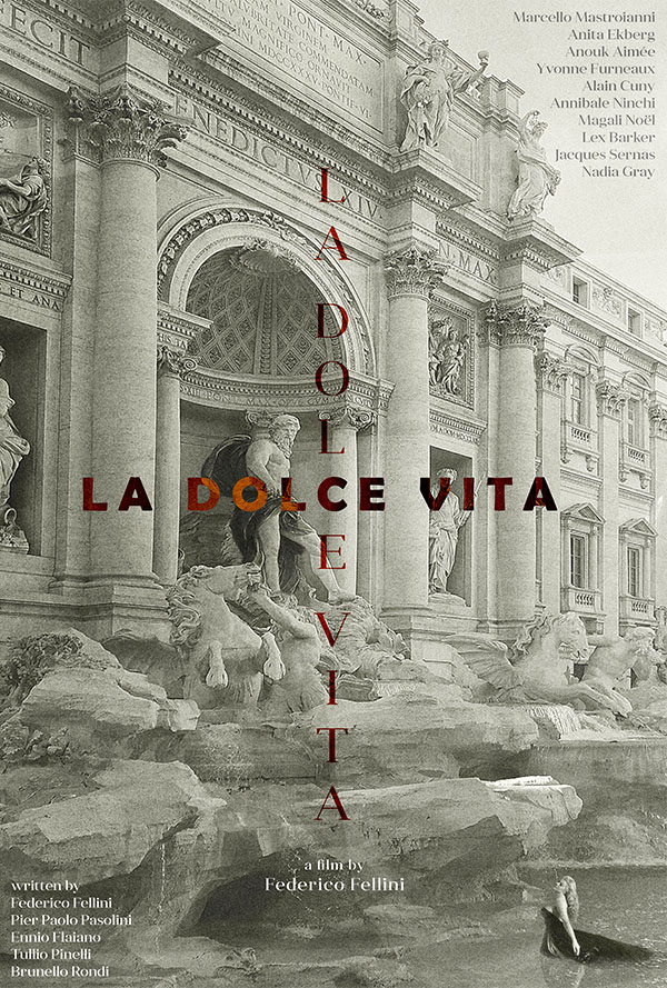Minimalist film poster for La Dolce Vita, designed by Kerim Silajdzic