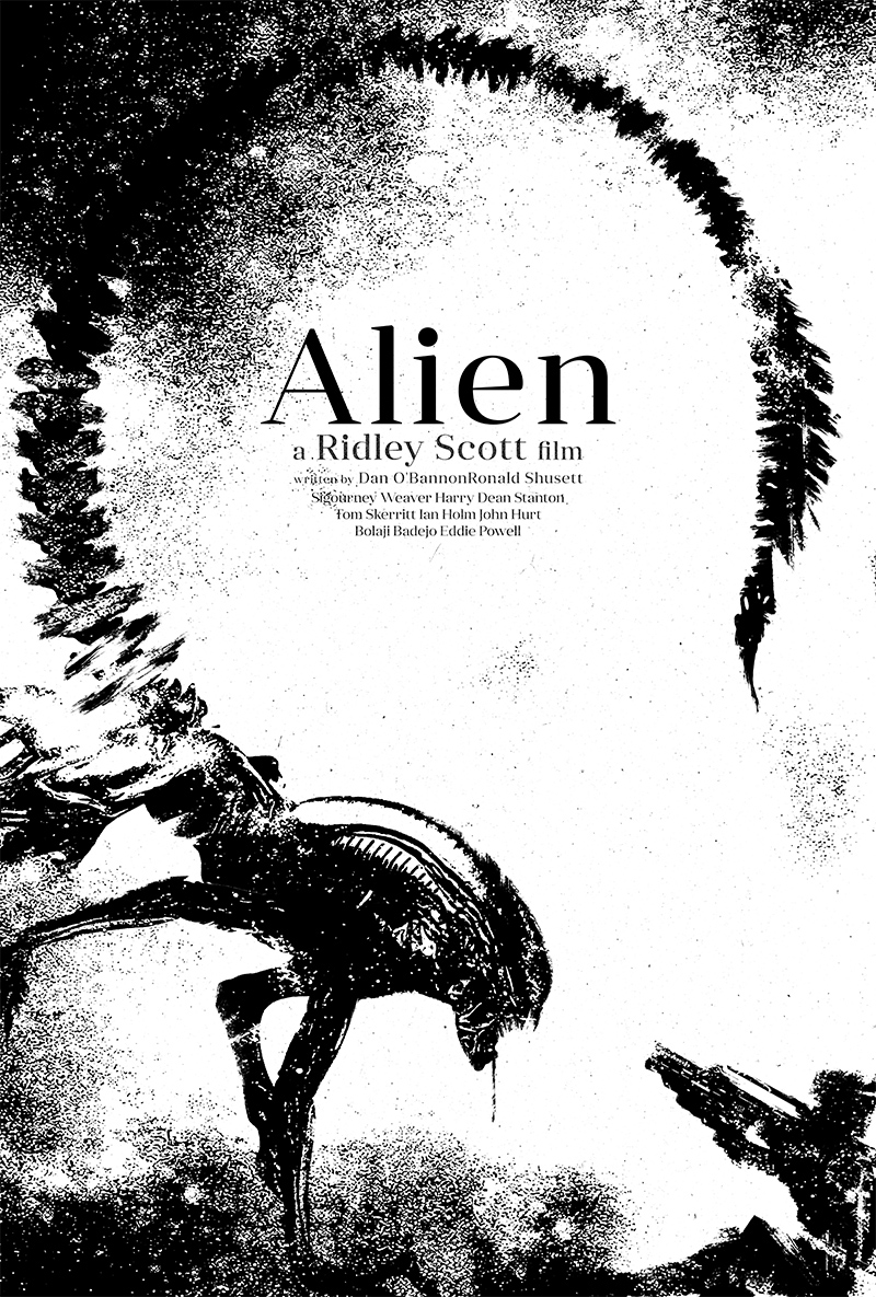 Minimalist film poster for Alien, designed by Kerim Silajdzic