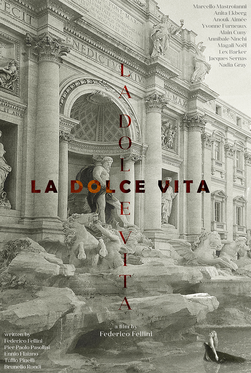 Minimalist film poster for La Dolce Vita, designed by Kerim Silajdzic