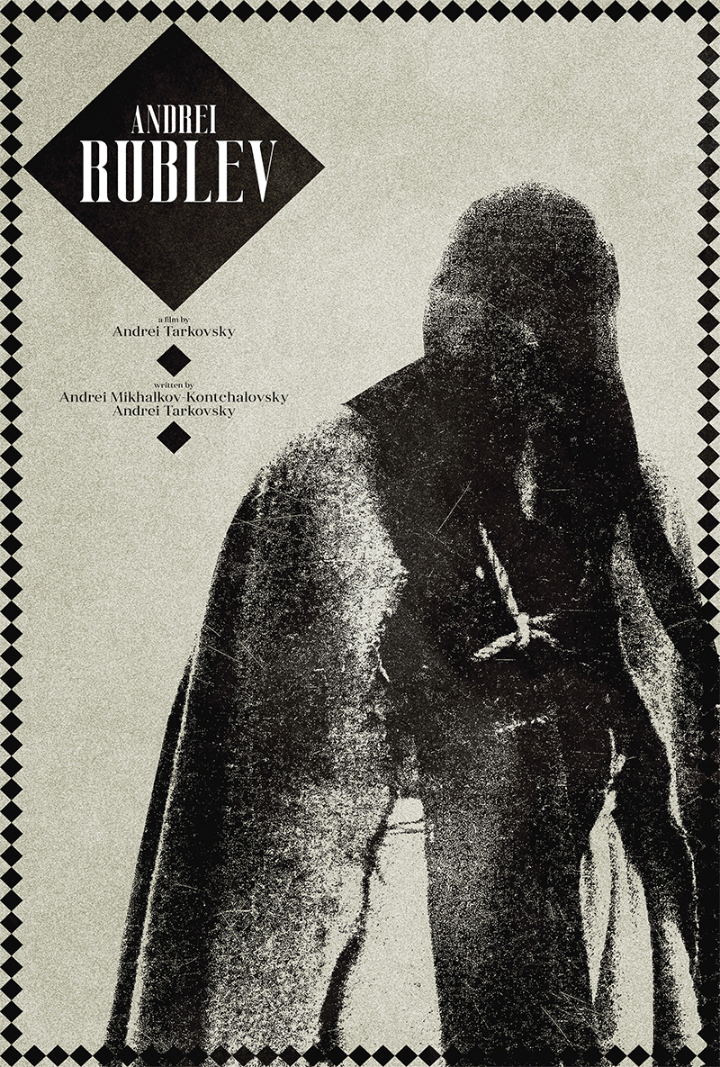 Minimalist film poster for Rublev, designed by Kerim Silajdzic