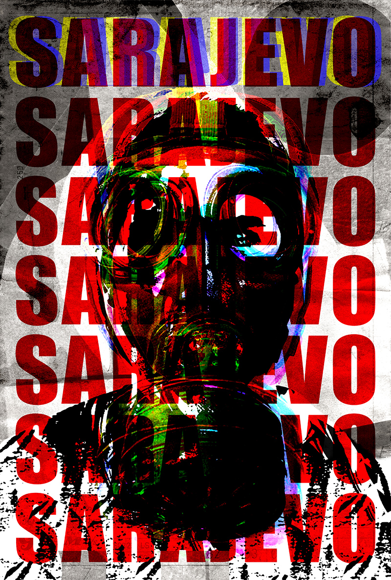 Minimalist film poster for Sarajevo Gas, designed by Kerim Silajdzic