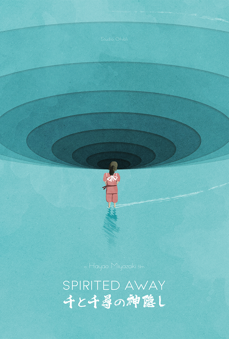 Minimalist film poster for Spirited Away, designed by Kerim Silajdzic