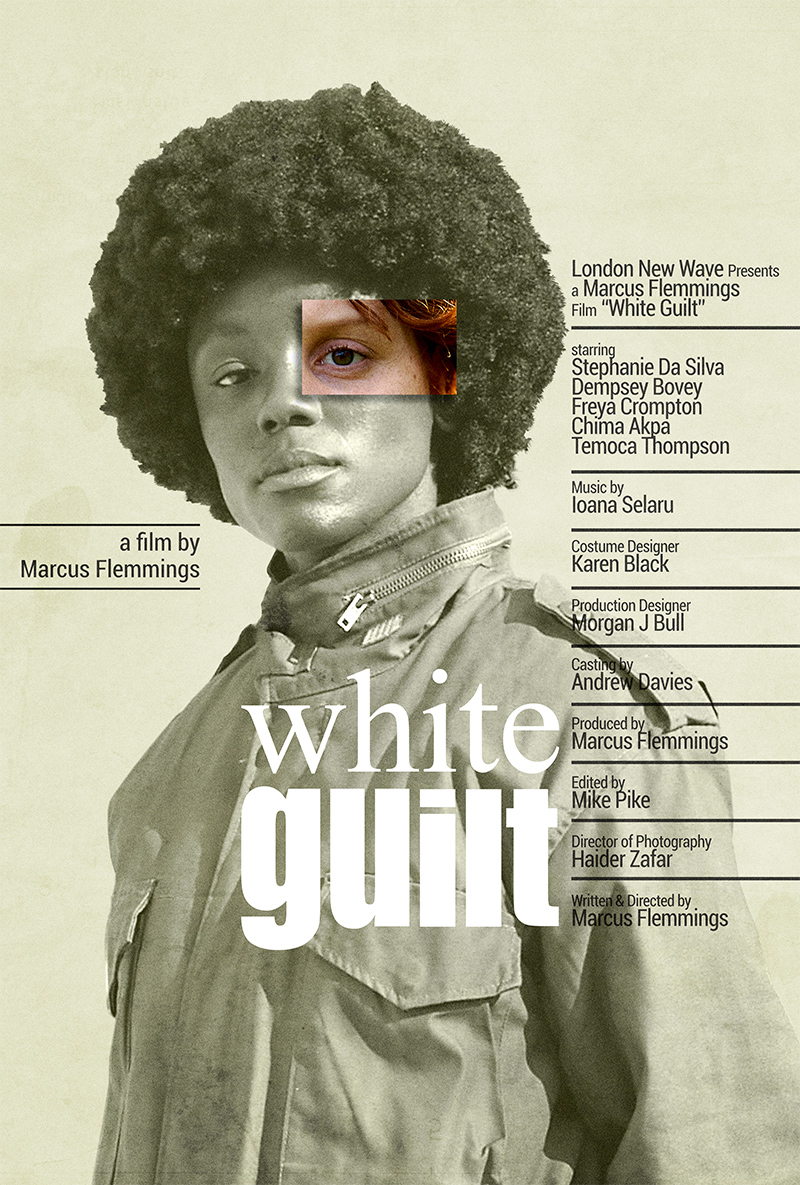 Minimalist film poster for White Guilt, designed by Kerim Silajdzic